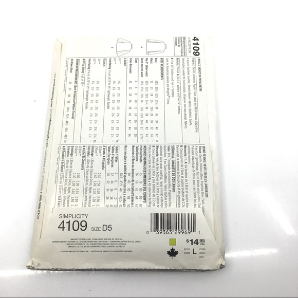 Simplicity 4109 Modern Fit Classic Jacket Pattern - Picture 3 of 5